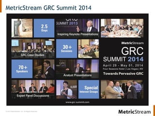 © 2014 MetricStream, Inc. All Rights Reserved.
MetricStream GRC Summit 2014
 