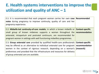Comprehensive WHO Guidelines on Antenatal Care for Healthy Pregnancies ...