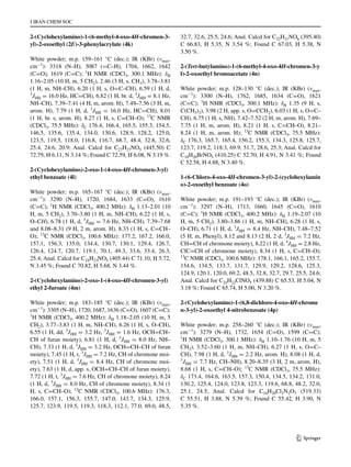 J IRAN CHEM SOC	
1 3
2‑(Cyclohexylamino)‑1‑(6‑methyl‑4‑oxo‑4H‑chromen‑3‑
yl)‑2‑oxoethyl (2E)‑3‑phenylacrylate (4k)
White powder; m.p. 159–161 °C (dec.); IR (KBr) (νmax,
cm−1
): 3318 (N–H), 3087 (=C–H), 1704, 1662, 1642
(C=O), 1619 (C=C); 1
H NMR (CDCl3, 300.1 MHz): δH
1.16–2.05 (10 H, m, 5 CH2), 2.46 (3 H, s, CH3), 3.78–3.81
(1 H, m, NH–CH), 6.20 (1 H, s, O=C–CH), 6.59 (1 H, d,
3
JHH = 16.0 Hz, HC=CH), 6.82 (1 H, br. d, 3
JHH = 8.1 Hz,
NH–CH), 7.39–7.41 (4 H, m, arom. H), 7.49–7.56 (3 H, m,
arom. H), 7.79 (1 H, d, 3
JHH = 16.0 Hz, HC=CH), 8.01
(1 H, br. s, arom. H), 8.27 (1 H, s, C=CH–O); 13
C NMR
(CDCl3, 75.5 MHz): δC 176.4, 166.4, 165.5, 155.3, 154.5,
146.5, 135.6, 135.4, 134.0, 130.6, 128.9, 128.2, 125.0,
123.5, 119.5, 118.0, 116.8, 116.7, 68.7, 48.4, 32.8, 32.6,
25.4, 24.6, 20.9; Anal. Calcd for C27H27NO5 (445.50) C
72.79, H 6.11, N 3.14 %; Found C 72.59, H 6.08, N 3.19 %.
2‑(Cyclohexylamino)‑2‑oxo‑1‑(4‑oxo‑4H‑chromen‑3‑yl)
ethyl benzoate (4l)
White powder; m.p. 165–167 °C (dec.); IR (KBr) (νmax,
cm−1
): 3290 (N–H), 1720, 1684, 1633 (C=O), 1610
(C=C); 1
H NMR (CDCl3, 400.2 MHz): δH 1.13–2.01 (10
H, m, 5 CH2), 3.70–3.80 (1 H, m, NH–CH), 6.22 (1 H, s,
O–CH), 6.78 (1 H, d, 3
JHH = 7.6 Hz, NH–CH), 7.39–7.68
and 8.08–8.31 (9 H, 2 m, arom. H), 8.33 (1 H, s, C=CH–
O); 13
C NMR (CDCl3, 100.6 MHz): 177.2, 167.2, 166.0,
157.1, 156.3, 135.0, 134.4, 130.7, 130.1, 129.4, 126.7,
126.4, 124.7, 120.7, 119.1, 70.1, 49.3, 33.6, 33.4, 26.3,
25.4; Anal. Calcd for C24H23NO5 (405.44) C 71.10, H 5.72,
N 3.45 %; Found C 70.82, H 5.68, N 3.44 %.
2‑(Cyclohexylamino)‑2‑oxo‑1‑(4‑oxo‑4H‑chromen‑3‑yl)
ethyl 2‑furoate (4m)
White powder; m.p. 183–185 °C (dec.); IR (KBr) (νmax,
cm−1
): 3305 (N–H), 1720, 1687, 1636 (C=O), 1607 (C=C);
1
H NMR (CDCl3, 400.2 MHz): δH 1.18–2.05 (10 H, m, 5
CH2), 3.77–3.83 (1 H, m, NH–CH), 6.26 (1 H, s, O–CH),
6.55 (1 H, dd, 3
JHH = 3.2 Hz, 3
JHH = 1.6 Hz, OCH=CH–
CH of furan moiety), 6.81 (1 H, d, 3
JHH = 8.0 Hz, NH–
CH), 7.33 (1 H, d, 3
JHH = 3.2 Hz, OCH=CH–CH of furan
moiety), 7.45 (1 H, t, 3
JHH = 7.2 Hz, CH of chromone moi-
ety), 7.51 (1 H, d, 3
JHH = 8.4 Hz, CH of chromone moi-
ety), 7.63 (1 H, d, app. s, OCH=CH–CH of furan moiety),
7.72 (1 H, t, 3
JHH = 7.6 Hz, CH of chromone moiety), 8.24
(1 H, d, 3
JHH = 8.0 Hz, CH of chromone moiety), 8.34 (1
H, s, C=CH–O); 13
C NMR (CDCl3, 100.6 MHz): 176.3,
166.0, 157.1, 156.3, 155.7, 147.0, 143.7, 134.3, 125.9,
125.7, 123.9, 119.5, 119.3, 118.3, 112.1, 77.0, 69.0, 48.5,
32.7, 32.6, 25.5, 24.6; Anal. Calcd for C22H21NO6 (395.40)
C 66.83, H 5.35, N 3.54 %; Found C 67.03, H 5.38, N
3.50 %.
2‑(Tert‑butylamino)‑1‑(6‑methyl‑4‑oxo‑4H‑chromen‑3‑y
l)‑2‑oxoethyl bromoacetate (4n)
White powder; m.p. 128–130 °C (dec.); IR (KBr) (νmax,
cm−1
): 3300 (N–H), 1762, 1685, 1634 (C=O), 1621
(C=C); 1
H NMR (CDCl3, 300.1 MHz): δH 1.35 (9 H, s,
C(CH3)3), 3.98 (2 H, app. s, O=CCH2), 6.03 (1 H, s, O=C–
CH), 6.75 (1 H, s, NH), 7.42–7.52 (2 H, m, arom. H), 7.69–
7.75 (1 H, m, arom. H), 8.21 (1 H, s, C=CH–O), 8.21–
8.24 (1 H, m, arom. H); 13
C NMR (CDCl3, 75.5 MHz):
δC 176.3, 165.7, 165.4, 156.2, 155.3, 134.3, 125.8, 125.7,
123.7, 119.2, 118.3, 69.9, 51.7, 28.6, 25.3; Anal. Calcd for
C18H20BrNO5 (410.25) C 52.70, H 4.91, N 3.41 %; Found
C 52.58, H 4.88, N 3.40 %.
1‑(6‑Chloro‑4‑oxo‑4H‑chromen‑3‑yl)‑2‑(cyclohexylamin
o)‑2‑oxoethyl benzoate (4o)
White powder; m.p. 191–193 °C (dec.); IR (KBr) (νmax,
cm−1
): 3297 (N–H), 1713, 1660, 1645 (C=O), 1610
(C=C); 1
H NMR (CDCl3, 400.2 MHz): δH 1.19–2.07 (10
H, m, 5 CH2), 3.80–3.86 (1 H, m, NH–CH), 6.28 (1 H, s,
O–CH), 6.71 (1 H, d, 3
JHH = 8.4 Hz, NH–CH), 7.48–7.52
(5 H, m, Phenyl), 8.12 and 8.13 (2 H, 2 d, 3
JHH = 7.2 Hz,
CH=CH of chromone moiety), 8.22 (1 H, d, 4
JHH = 2.8 Hz,
ClC=CH of chromone moiety), 8.34 (1 H, s, C=CH–O);
13
C NMR (CDCl3, 100.6 MHz): 178.1, 166.1, 165.2, 155.7,
154.6, 134.5, 133.7, 131.7, 129.9, 129.2, 128.6, 125.3,
124.9, 120.1, 120.0, 69.2, 48.5, 32.8, 32.7, 29.7, 25.5, 24.6;
Anal. Calcd for C24H22ClNO5 (439.88) C 65.53, H 5.04, N
3.18 %; Found C 65.74, H 5.00, N 3.20 %.
2‑(Cyclohexylamino)‑1‑(6,8‑dichloro‑4‑oxo‑4H‑chrome
n‑3‑yl)‑2‑oxoethyl 4‑nitrobenzoate (4p)
White powder; m.p. 258–260 °C (dec.); IR (KBr) (νmax,
cm−1
): 3279 (N–H), 1732, 1654 (C=O), 1599 (C=C);
1
H NMR (CDCl3, 300.1 MHz): δH 1.10–1.76 (10 H, m, 5
CH2), 3.52–3.60 (1 H, m, NH–CH), 6.27 (1 H, s, O=C–
CH), 7.98 (1 H, d, 3
JHH = 2.2 Hz, arom. H), 8.08 (1 H, d,
3
JHH = 7.7 Hz, CH–NH), 8.20–8.35 (3 H, 2 m, arom. H),
8.68 (1 H, s, C=CH–O); 13
C NMR (CDCl3, 75.5 MHz):
δC 173.4, 164.6, 163.5, 157.3, 150.4, 134.5, 134.2, 131.0,
130.2, 125.4, 124.0, 123.8, 123.3, 119.6, 68.8, 48.2, 32.0,
25.1, 24.5; Anal. Calcd for C24H20Cl2N2O7 (519.33)
C 55.51, H 3.88, N 5.39 %; Found C 55.42, H 3.90, N
5.35 %.
 
