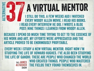 y x
o
Every week I study a new virtual mentor. Right now I’m
studying the life of Howard Hughes. I’ve also been studying
t...