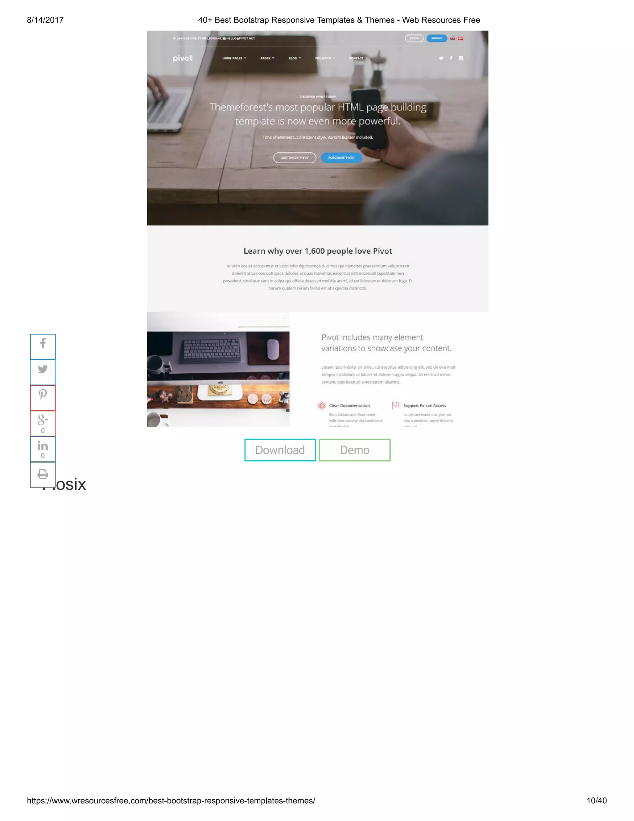 8/14/2017 40+ Best Bootstrap Responsive Templates & Themes - Web Resources Free
https://www.wresourcesfree.com/best-bootstrap-responsive-templates-themes/ 10/40
 
Flosix
Download Demo




0

0

 