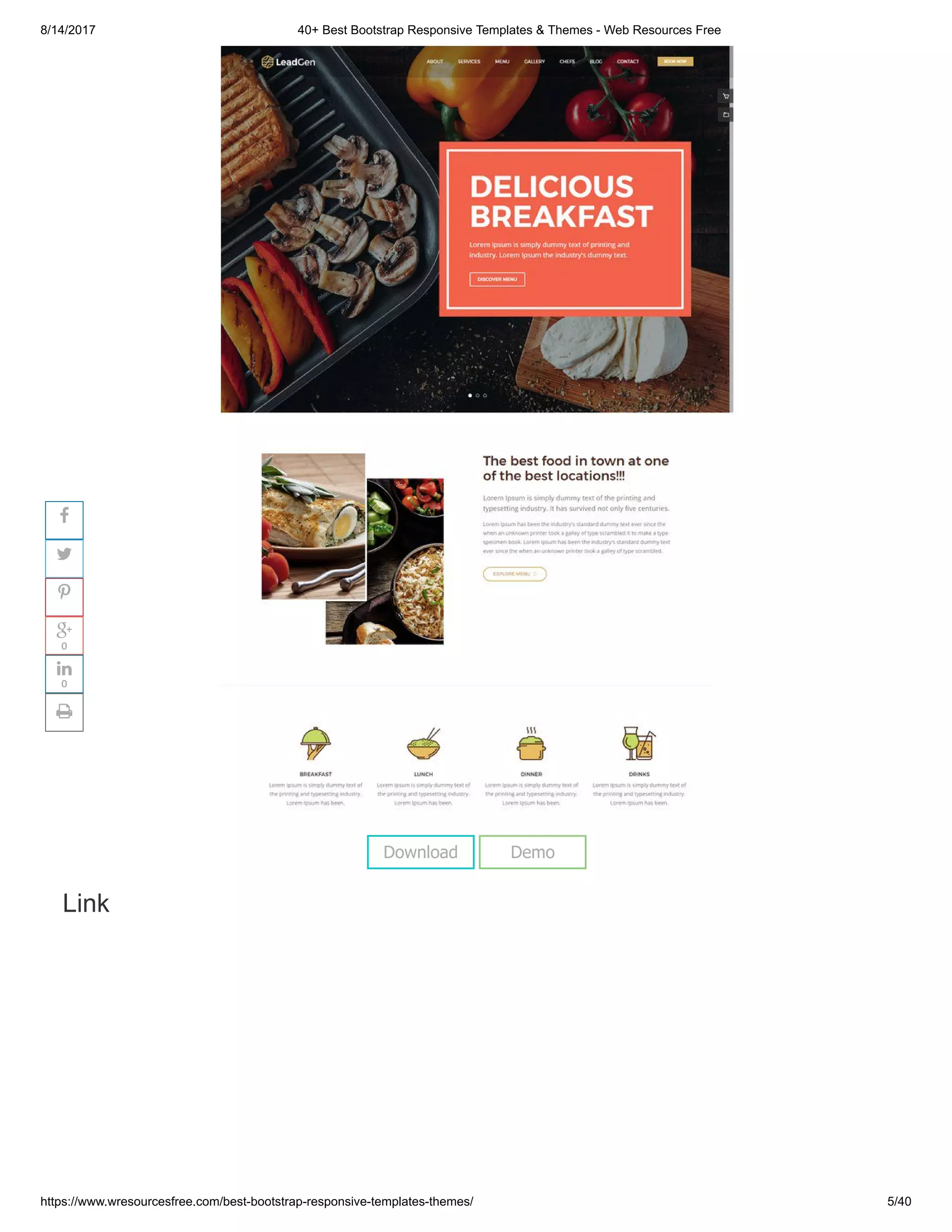 8/14/2017 40+ Best Bootstrap Responsive Templates & Themes - Web Resources Free
https://www.wresourcesfree.com/best-bootstrap-responsive-templates-themes/ 5/40
 
Link
Download Demo




0

0

 