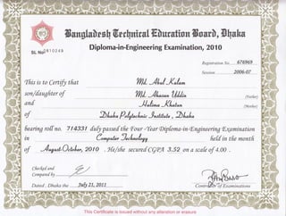 2. Certificate of Diploma