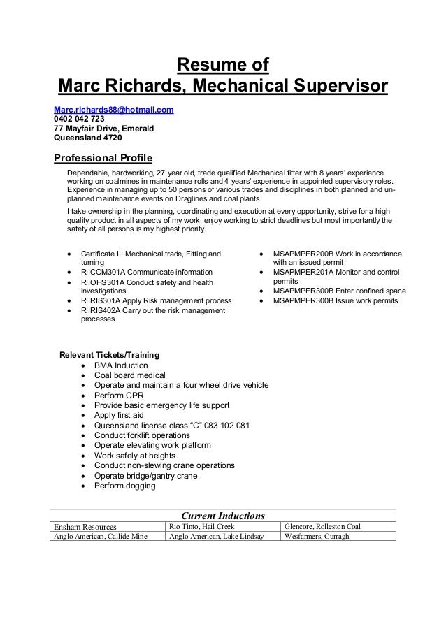 resume supervisor