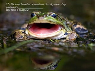 37.- Cada noche antes de acostarse di lo siguiente:  Doy gracias por ___________________. Hoy logré o conseguí _____________________.  