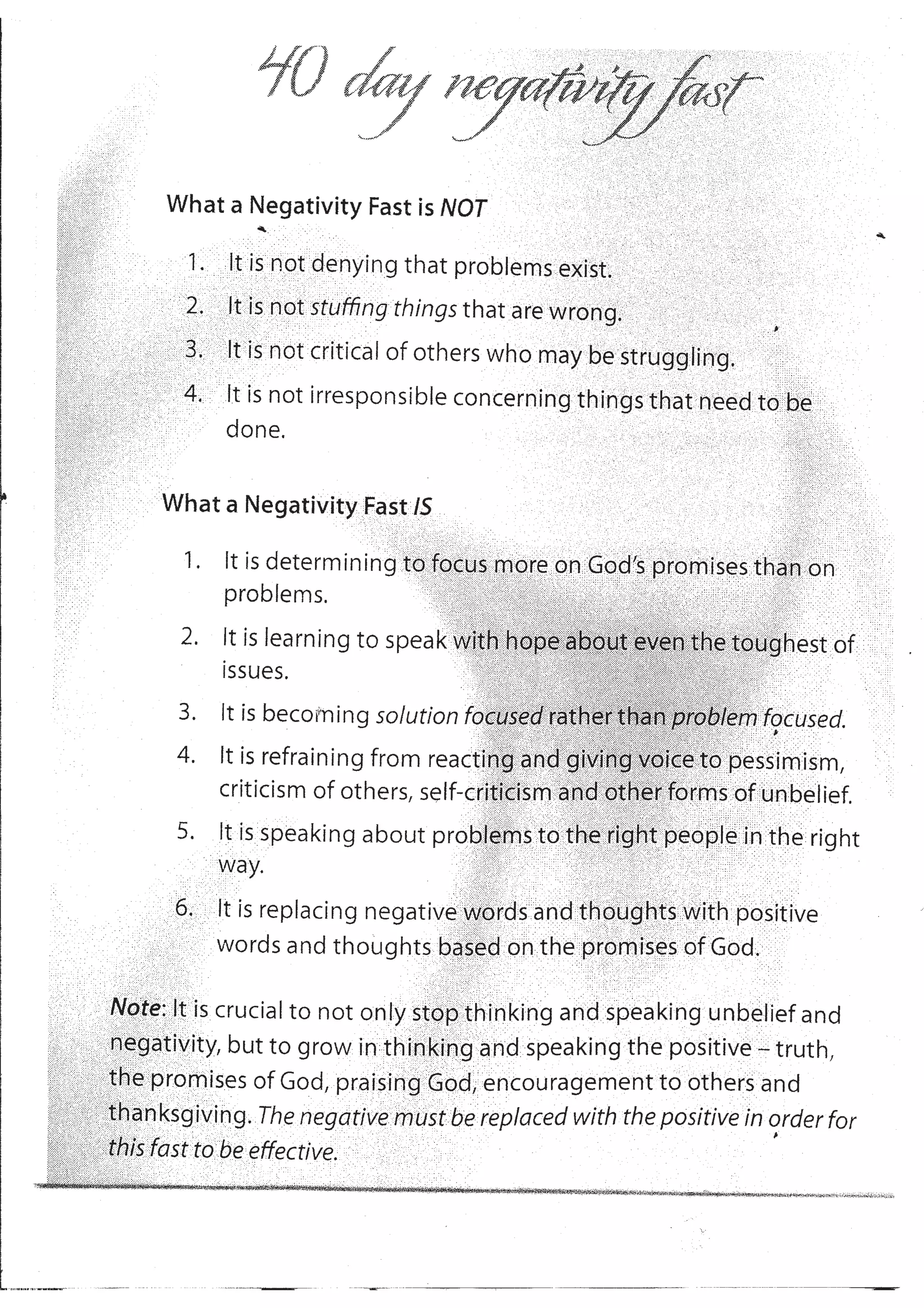 40 Days Negativity Fast | PDF