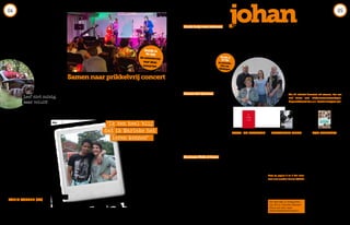 Gratishulp voor iedereen
WEHELPEN.NL
Zou je best eens iets willen doen voor
een ander, of kun je juist af en toe zelf
wel een beetje steun gebruiken? Dan
kun je gratis hulp zoeken óf aanbieden
op www.wehelpen.nl.Desiteisontstaan
vanuit de persoonlijke ervaringen
van drie mensen. Er wordt
samengewerkt met onder
andere zorgverzekeraars,
maatschappelijke organisa-
ties, ambassadeursleden, ge-
meenten én MEE Nederland en
is actief in heel Nederland. Wehelpen.nl
is voor mensen vanaf 16 jaar. Doe je
mee?
Samen hettij keren
ALLES IS GEZONDHEID…
Met elkaar werken aan een gezonder
Nederland; dat is het doel van het Na-
tionaal Programma Preventie ‘Alles is
gezondheid...’. Diverse organisaties
werken hierin samen door allerlei ac-
ties te ondernemen. Er zijn twee direc-
te aanleidingen voor het programma:
het stijgende aantal chronisch zieken
en de grote verschillen in gezondheid
tussen verschillende groepen men-
sen. Het programma heeft zes speer-
punten: roken, alcohol, overgewicht,
depressie, lichamelijke inactiviteit en
diabetes. www.allesisgezondheid.nl
BusinessWalkof Fame
DANKJEWEL!
IBM, gemeente Venlo, Webmastery en
Cees van Weelden Fietsenmaker zijn
de vier winnaars van de Business Walk
of Fame 2015 van de Lucille Werner
Foundation. De winnende bedrijven
zijn inspirerende werkgevers die zich
inzetten voor meer toegankelijkheid
op de werkvloer voor werknemers
met een handicap. Dit jaar werden
maar liefst veertig werkgevers voor-
gedragen door tevreden werknemers
met een handicap. Een vakjury koos
de winnaars. www.lwfoundation.nl
in‘t kort
Bezuinigingen... Drie jaar geleden was dat
voor mij een vaag begrip. Iets waar op het
nieuws over werd gesproken, maar waar ik
persoonlijk eigenlijk niets mee te maken
had. Dat was voordat ik uit huis ging. Nu ik op
mezelf woon, merk ik wel degelijk dat geld-
potjes slinken. Zo krijgen de dames die in
mijn flat de zorg leveren, het steeds drukker.
Hun taken zijn zo strak achter elkaar
gepland dat er niets meer mis
mag gaan of anders kan
lopen. Dan ontspoort
de trein die zij uit
alle macht op de
rails proberen te
houden.
Soms vind ik
de huidige situ-
atie in Neder-
land zo sneu dat het bijna
lachwekkend is. Zo zei iemand
laatst tegen me dat ik met mijn kwaliteiten
best bij een gewoon bedrijf kon werken. Ik
zou gewoon niet goed genoeg zoeken... Mijn
antwoord: ‘Best. Als jij dat denkt, zoek dan
maar naar een bedrijf die mijn lage
werktempo accepteert. En dat ook
een tillift en brancard heeft, zodat ik
daar naar het toilet kan. En oh ja, ze
moeten ook geen problemen hebben
met hulphonden. Ik hoor het wel!’ Dat
was de laatste keer dat ik die persoon
gesproken heb.
De afgelopen jaren heb ik geleerd om
mijn eigen werk te creëren. Daar ben ik
trots op! Ik ben gelukkig met wat ik doe
en de columns die ik schrijf. Helaas zal dit
mijn laatste column voor dit mooie blad
zijn, want Doe mee! stopt.
Zuinig leven is goed, maar slaan we nu niet
door? Lieve lezers, ik buig voor jullie en zeg:
leef niet zuinig, maar voluit. Lach, huil en
strijd voor de dingen waarin je gelooft. Tot
ziens.
ROBIN CORBEE (24)
IS SPASTISCH EN ZIT IN EEN ROLSTOEL.
ONLANGS VERSCHEEN HAAR
TWEEDE BOEK ZUSTERS VAN DE ZEE.
column
juraini
johan
foto:MARCELVANDERVOETFOTOGRAFIE
tekstMARIKEOOMS
Johan Peters was acht toen hij na een val een her-
senbloeding opliep en een week bewusteloos was.
Sindsdien kan hij zijn rechterhand niet meer bewe-
gen en hij loopt moeilijk met zijn rechterbeen. Al
jaren vecht hij voor zijn plek in de maatschappij. “Ik
ben naar reguliere scholen gegaan en heb gestu-
deerd, maar toch kom ik als journalist moeilijk aan
werk. Ik woon nu ruim negen jaar in Antwerpen en
merkte verschillen tussen leven met een beperking
in België en Nederland. Dit bracht mij op het idee
om mensen met een beperking in álle Europese
lidstaten te interviewen over hun leven. Die verha-
len heb ik gebundeld in een boek. Het eerste deel is
verschenen en ik werk aan het tweede deel. In 2013
reisde ik langs twaalf lidstaten en werd overal ge-
holpen. Ik ontmoette bijzondere mensen; zo sprak
ik in Polen Anjeska die ernstig meervoudig gehandi-
capt is en tóch gestudeerd heeft. Haar moeder heeft
zich ingezet om haar een zo normaal mogelijk leven
te geven en dat is gelukt. Ik hoop met mijn verhalen
mensen bewuster te maken van hoe het leven met
een handicap is. Bovendien wil ik mensen laten zien
dat wij ook gewoon mee willen en kunnen doen.”
www.mensenmeteenbeperkingaanhetwoord.be
Wie dit initiatief financieel wil steunen, kan een
mail sturen naar info@mensenmeteenbeper-
kingaanhetwoord.beo.v.v.‘donatieEuropesereis’.
interviewdeEuropeanenmeteenbeperking
Leef niet zuinig,
maar voluit!
Webdesigner Juraini Ferary (22) uit
Delft heeft autisme en een licht ver-
standelijke beperking. Omdat hij zelf
in een zorginstelling woont en contact
wilde met bewoners uit andere instel-
lingen, ontwierp hij de website www.
vriendenvanjurainiwerktsamen.web-
node.nl. Zo leerde hij onder anderen
zijn vriendin Marieke kennen, die
ook in een zorginstelling woont.
‘Ik ben heel blij
dat ik Marieke heb
leren kennen’
BIJZONDER MENS
Dit verhaal begint op de dag dat
Hille geboren wordt en het Syn-
droom van Down blijkt te heb-
ben. Zijn moeder neemt zich voor
hem hoe dan ook een zo normaal
mogelijk leven te geven. Daarbij
omringt ze hem met alle moge-
lijke liefde. Daardoor groeit Hille
op tot een wijze man die helaas
wegens lichamelijke problemen
toch veel te jong overlijdt.
Lees op pagina 6 en 7 het inter-
view met moeder Norma Sijthoff.
HILLE
Norma G. Sijthoff  &  Guido
Bindels, Elikser B.V. Uitgeverij
ISBN13: 9789089545459, € 24,50
VOL PRIKKELS
Toteenpaarjaarterugdachtmen
dat autisme iets was dat vooral
bij mannen voorkomt. Niets blijkt
minder waar. Er blijken evenveel
vrouwen te zijn met autisme. Het
valt alleen vaak minder op omdat
ze het beter weten te verbergen.
In dit boek komen dertien autis-
tische vrouwen met gemiddelde
tot bovengemiddelde intelligentie
aan het woord over hoe zij pro-
beren hun plaats te vinden in de
maatschappij. Hoewel zij ogen-
schijnlijk ‘normale’ levens leiden,
moeten zij hun uiterste best doen
zich staande te houden in een
wereld vol prikkels.
VROUWEN MET AUTISME
Bronja Prazdny,
De Vrije Uitgevers
ISBN13: 9789491583605, € 19,90
FOTO- EN DAGBOEK
Een stukje liefde bestaat uit
een serie foto’s die laat zien
wat een stukje liefde en gene-
genheid met mensen doet. Het
boek gaat over een dame die
in samenwerking met een be-
middelingsbureau liefde, gene-
genheid en seks aanbiedt aan
mensen met een beperking, of
dit nu een dwarslaesie of au-
tisme is. Naast foto’s bevat het
boek haar dagboekfragmenten.
De gelukkige en tevreden ge-
zichten van de mensen die ‘een
stukje liefde’ van haar hebben
gekregen, spreken boekdelen.
EEN STUKJE LIEFDE
Sofie van de Calseijde en Tika
Stardust, Uitgeverij Komma
ISBN: 9789491525438, € 24,95
Doe mee! mag 10 exemplaren
van Hille verloten. Winnen?
Stuur een mail naar
redactie@meenederland.nl
Samen naar prikkelvrij concert
Een concert bezoeken: dat klinkt als een leuk avondje uit. Voor sommige mensen kan het helaas
ook een nachtmerrie zijn. Dat heeft alles te maken met de vele prikkels en praktische obstakels
die bij zo’n uitje komen kijken. Daar heeft Stichting Friends Meet (Disabled) Friends Music Events
een oplossing voor bedacht. Deze stichting organiseert concerten in een prikkelvrije omgeving.
Duo’s die bestaan uit iemand met en iemand zonder beperking kunnen deze concerten bezoeken.
Hierdoor bestaat het publiek uit allerlei soorten mensen die samen kunnen genieten. De stichting
bevordert hiermee de integratie, creëert bewustwording en draagt bij aan het in stand houden
van vriendschappen. fmdfmusicevents.nl
Bekijkin
deapp
decommercial
voordeze
concerten
Bekijkin
deapp
deanimatie-
filmvan
WeHelpen
0504
 