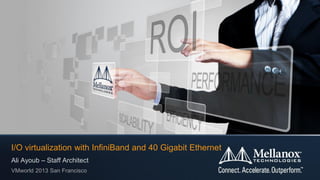 I/O virtualization with InfiniBand and 40 Gigabit Ethernet
Ali Ayoub – Staff Architect
VMworld 2013 San Francisco
 