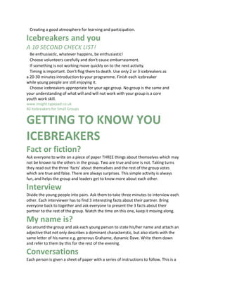 40 icebreakers for small groups PDF