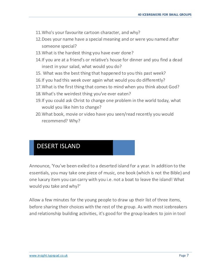 Dinner Party Download Ice Breakers List