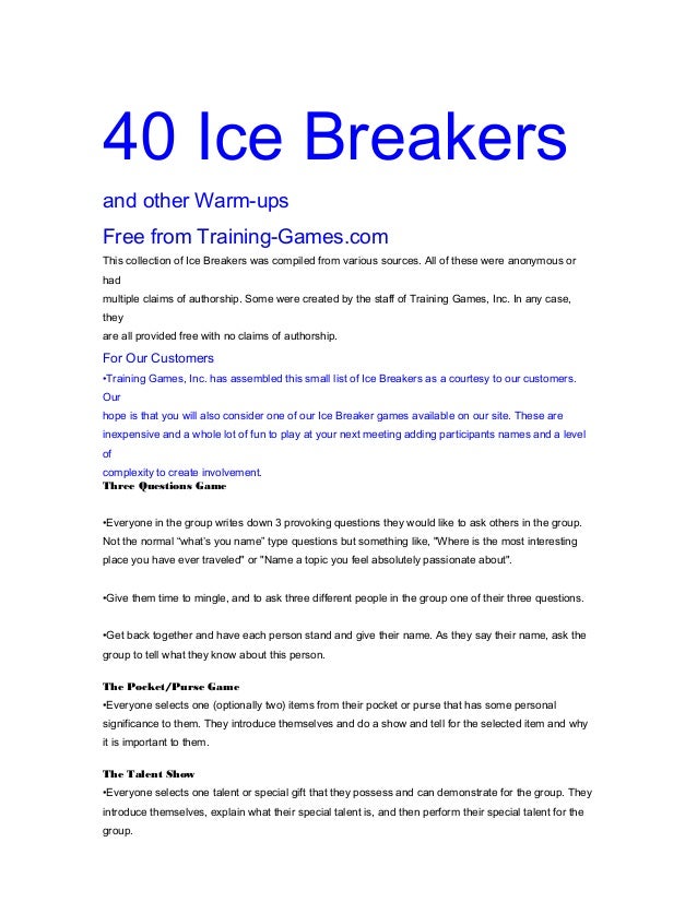 Group Ice Breaking Activities 33