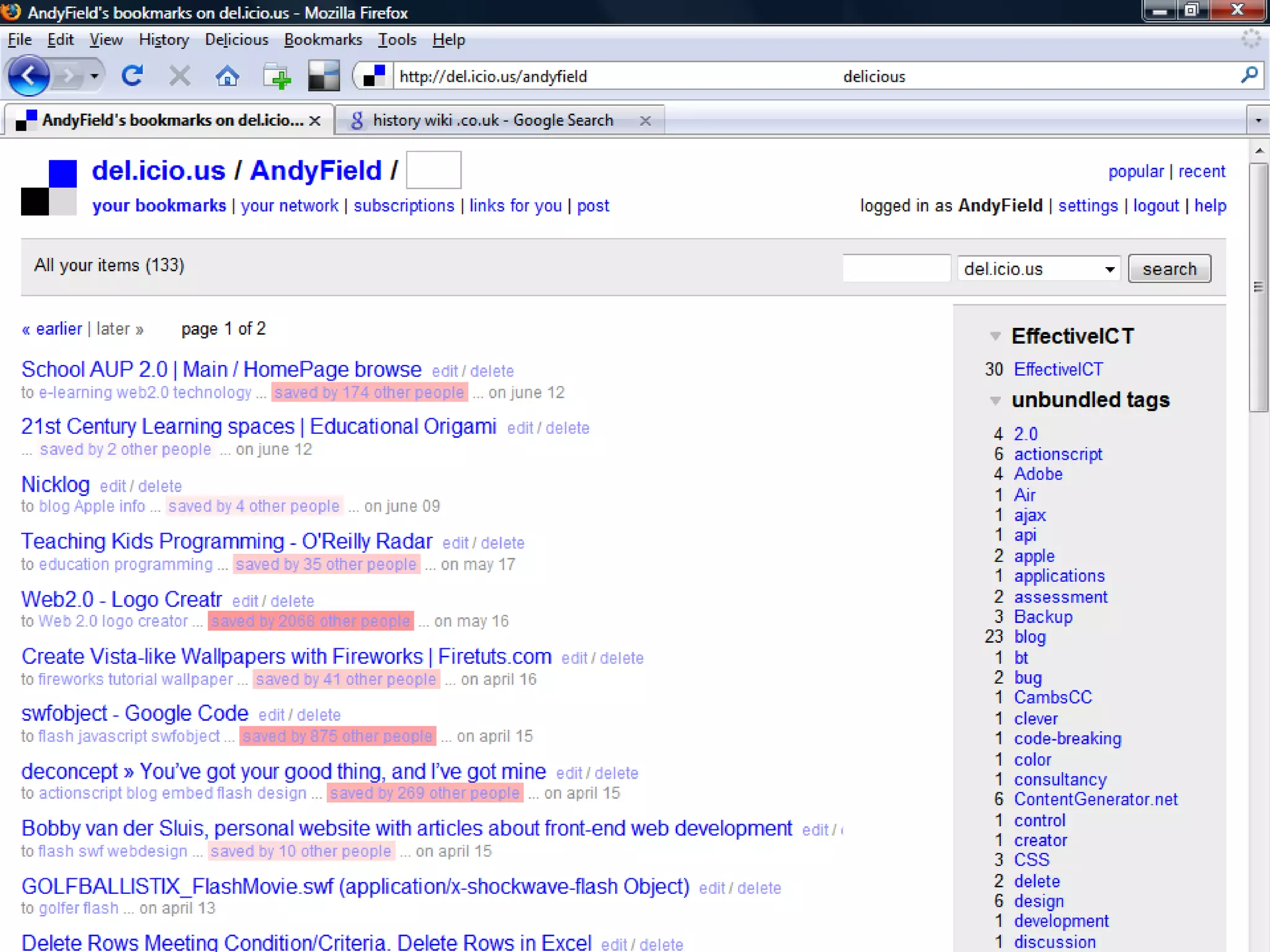 Del.icio.us www.del.icio.us Online bookmarking service Ideal for use in schools – especially if restrictions have locked down ‘favourites’ Brilliant Web 2.0 tool allowing you to share and gather together similar links 