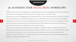 AUDACIOUSLEAP

30. AUTOMATE YOUR SOCIAL MEDIA WORKFLOWS
Workflow and automation bring together your social listening, soci...
