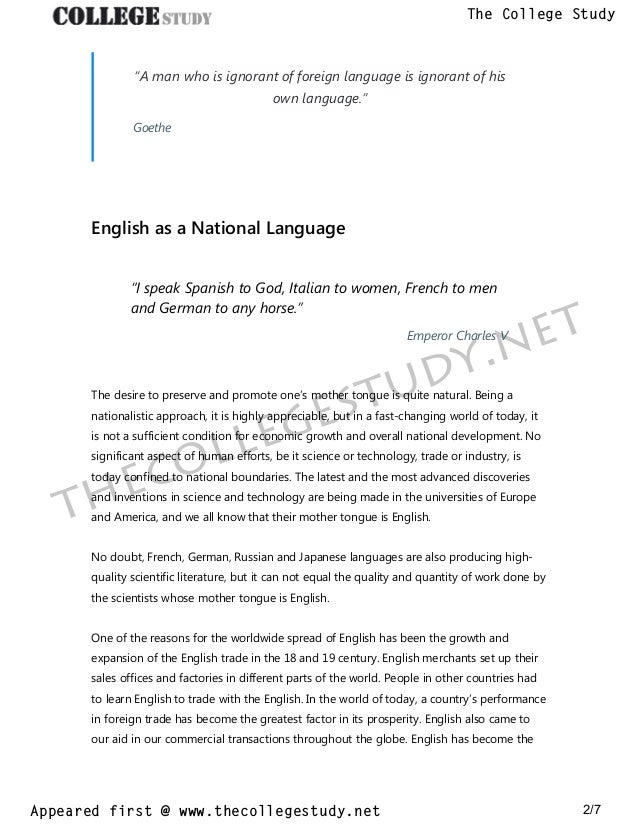 english essay about language