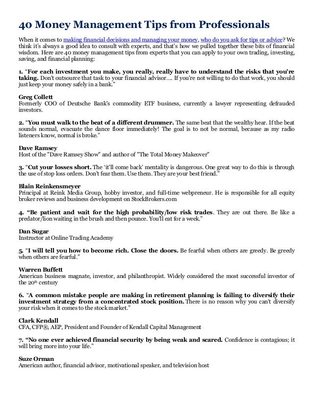 40 money management tips from professionals my money management