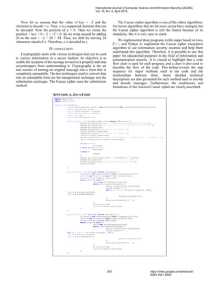 Caesar Cipher Method Design and Implementation Based on Java, C++, and ...