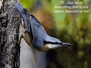 31.- Get rid of everything that is not useful, beautiful or fun 