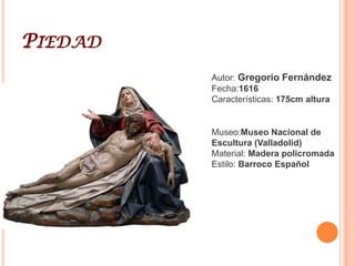 Arcángel San GabrielAutor: Gregorio FernándezFecha:1610Museo: Museo Diocesano y Catedralicio (Valladolid)Material: Madera policromadaEstilo: Barroco Español