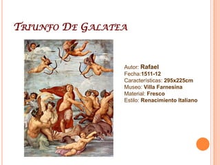 Rafael SanzioRaffaelloSanzio, también conocido como Rafael de Urbino o simplemente Rafael (Urbino, actual Italia, 6 de abril de 1483– Roma, 6 de abril de 1520), fue un pintor y arquitecto italiano del Renacimiento. Es célebre por la perfección y gracia de sus pinturas y dibujos. Junto con Miguel Ángel y Leonardo da Vinci forma el trío de los grandes maestros del período.Murió el día en que cumplía los treinta y siete años, y nació y murió en viernes Santo. A pesar de su muerte prematura fue inmensamente productiva, creando así, una inusual pero gran colección de pinturas. La cual en gran parte se conserva, sobre todo en los Museos Vaticanos. Estos albergan Las Estancias de Rafael, que fue el trabajo central y a la vez, el más grande de su carrera, quedando sin terminar a causa de su muerte.Después de sus años de juventud en Roma, gran parte de su obra, a pesar de haber sido diseñada por él, fue ejecutada por su taller, con una considerable pérdida de calidad. Ejerció una gran influencia en su época, aunque fuera de Roma su obra fue conocida sobre todo a través de la producción que hicieron los talleres de grabado que colaboraban con él. Después de su muerte, la influencia de su principal rival, Miguel Ángel, fue más intensa hasta los siglos XVIII y XIX, cuando las cualidades más serenas y armoniosas de Rafael fueron consideradas de nuevo como un modelo superior.Su carrera se dividió de manera natural en tres fases y tres estilos, descritos así por Giorgio Vasari: sus primeros años en Umbría, el periodo posterior de cuatro años en Florencia (1504-1508), donde absorbió las tradiciones artísticas de la ciudad, y finalmente su último y triunfal período de doce años en Roma, trabajando para los papas y su corte.