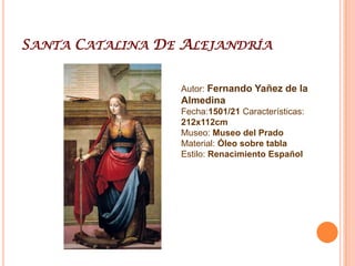 Fernando Yáñez De La AlmedinaFernando Yáñez de la Almedina (Almedina, Ciudad Real, h. 1475 – Valencia, 1536) fue un pintor pionero del Renacimiento en España.Aún joven debió marchar a Italia, como indica el indudable italianismo de su estilo, que denota una marcada influencia del sfumato de Leonardo da Vinci, de quien fue discípulo. También acusa otras influencias florentinas. La relación entre Yáñez y Leonardo se atestigua en dos documentos de 1505 sobre la pintura de La batalla de Anghiari de Leonardo y sus discípulos en el Palazzo Vecchio de Florencia. En estos documentos se cita a un «Ferrando Spagnolo, pittore», que debe de ser Yáñez.A su vuelta a España se estableció en Valencia, donde aparece documentado por vez primera en 1506, fecha en la que pintó el retablo de San Cosme y San Damián para la catedral de Valencia, casi desaparecido en 1936. Allí trabajó ininterrumpidamente hasta 1526 colaborando con Hernando de los Llanos; ambos firmaban «Hernando» o «Fernando», hecho que generó la confusión de creer que eran un mismo pintor. Trabajaron en las puertas del Altar Mayor de la Catedral en 1507 y en las doce tablas de una Vida de la Virgen para el retablo mayor de la catedral, conjunto importante porque representa el establecimiento del modelo leonardesco en tierras levantinas. Yáñez hizo algún trabajo en Barcelona en 1515, pero casi toda su obra conservada corresponde al periodo de Valencia, donde pintó piezas como El abrazo ante la Puerta Dorada, La Adoración de los pastores y La Dormición de la Virgen, todas en las puertas del retablo mayor de la catedral. Llanos y Yáñez abandonaron Valencia antes de 1520, dirigiéndose uno a Murcia y el otro a Cuenca.En 1531 se sabe que Yáñez estaba en Cuenca pintando varios retablos, noticia que es la última conservada sobre este pintor. Así pues, pueden establecerse tres periodos o fases en Yáñez: una italiana, a la que se le atribuye Los Santos Ermitaños de la Pinacoteca de Brera (Milán), una valenciana, la más importante, y una conquense, valorada como de calidad decreciente.
