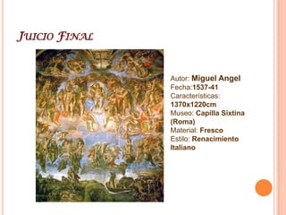 La Conversión De San PabloAutor: Miguel AngelFecha:1542-45Características:625x661cmMuseo: Capilla Paolina (Roma)Material: FrescoEstilo: Renacimiento Italiano