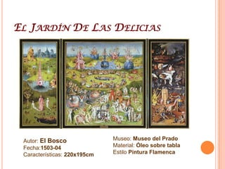 San Juan Bautista En meditaciónAutor: El BoscoFecha:1504-05Características:48,5x40cmMuseo:Museo Lázaro GaldianoMaterial: Oleo sobre tablaEstilo: Pintura Flamenca