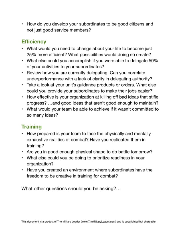 40 Questions that Will Challenge Your Leadership [from The Military Leader]