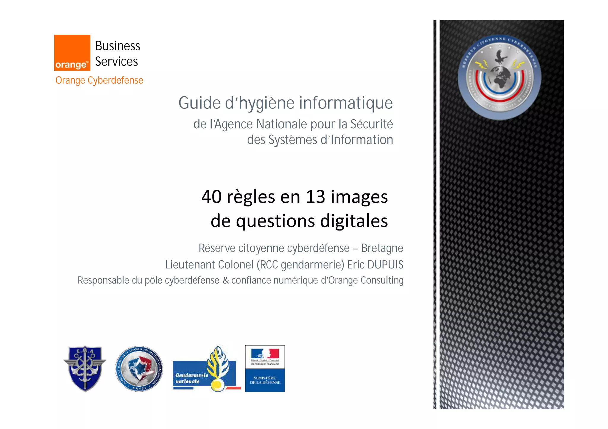 Guide ANSSI : 40 règles d'hygiène informatique en 13 images de ...