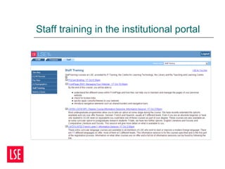 Staff training in the institutional portal
 