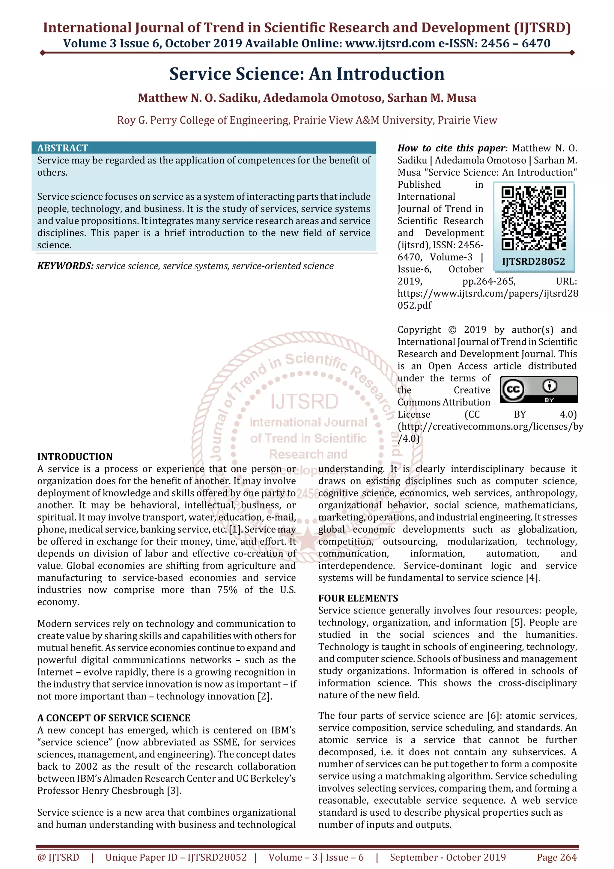 Service Science An Introduction | PDF