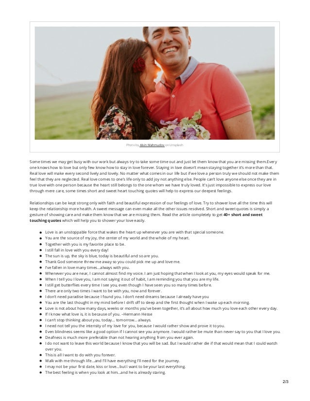 40+ Short and Sweet Heart Touching Love Quotes/Status