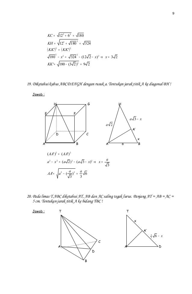 Contoh Soal Matematika Jarak Dalam Ruang