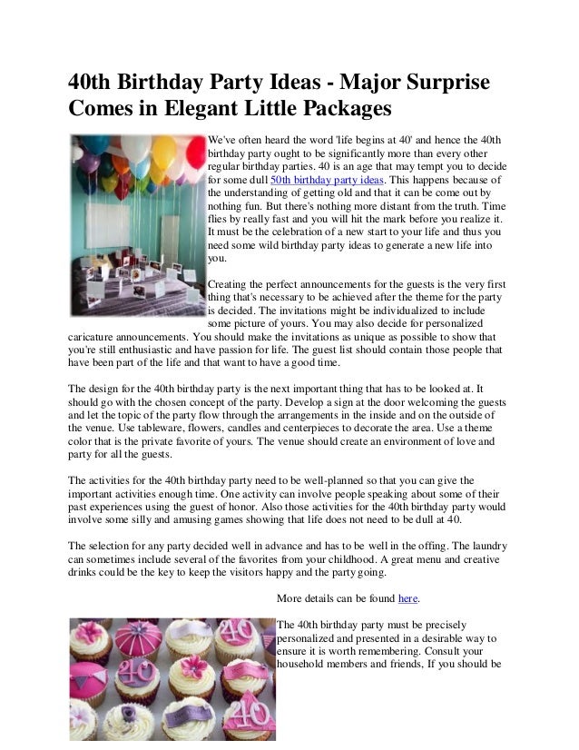 40th birthday party ideas major surprise comes in elegant little pa