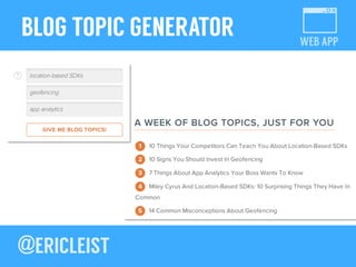 WEB APP
BLOG TOPIC GENERATOR
 