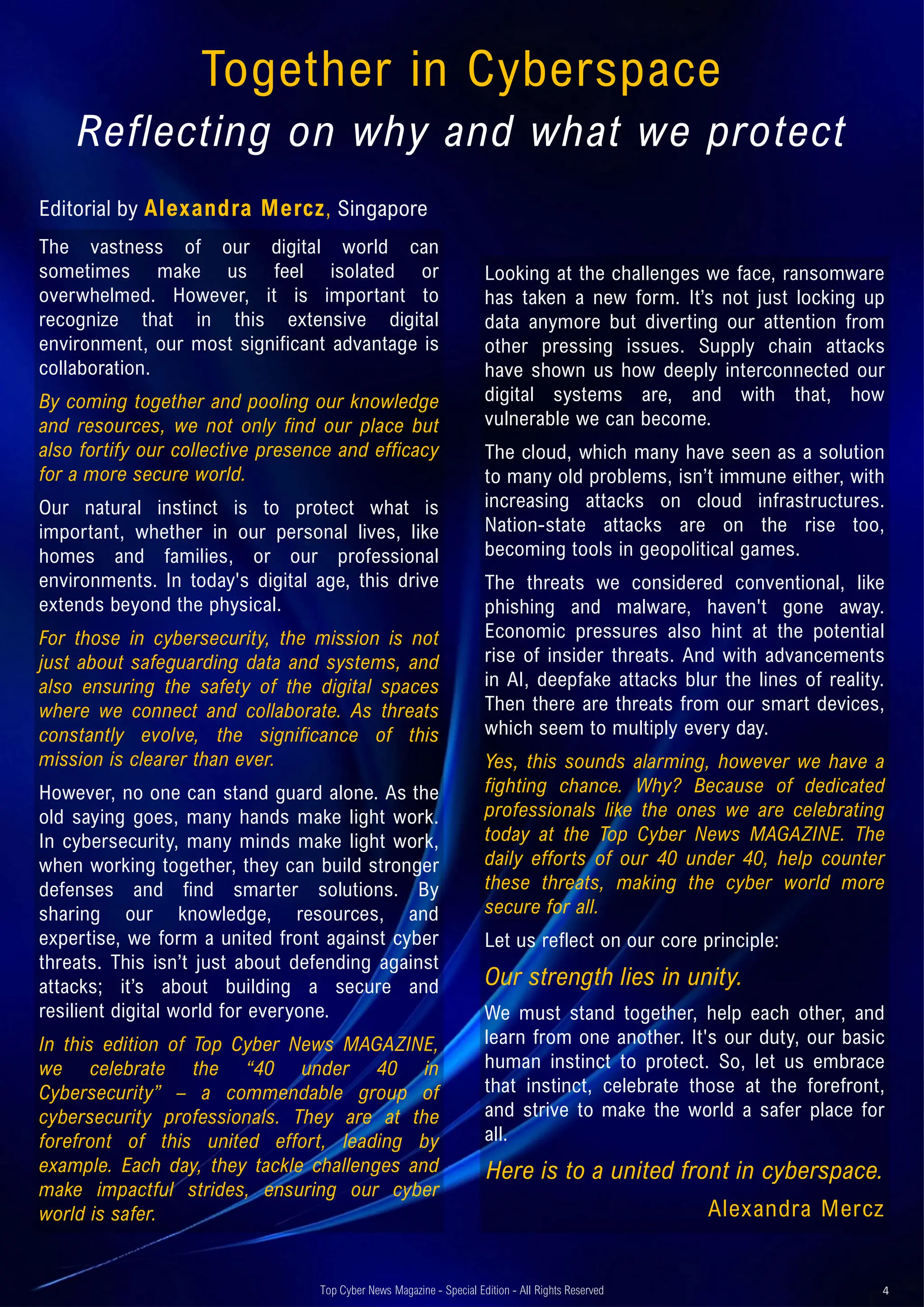 40 under 40 in Cybersecurity 2024 by Top Cyber News MAGAZINE | PDF