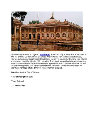 40 unesco world heritage sites in india | PDF