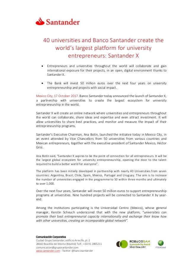40 Universities And Banco Santander Create The World S Largest Platf