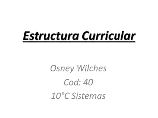Estructura Curricular
Osney Wilches
Cod: 40
10°C Sistemas
 