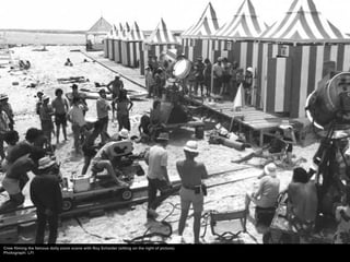 Crew filming the famous dolly zoom scene with Roy Scheider (sitting on the right of picture).
Photograph: LFI
 