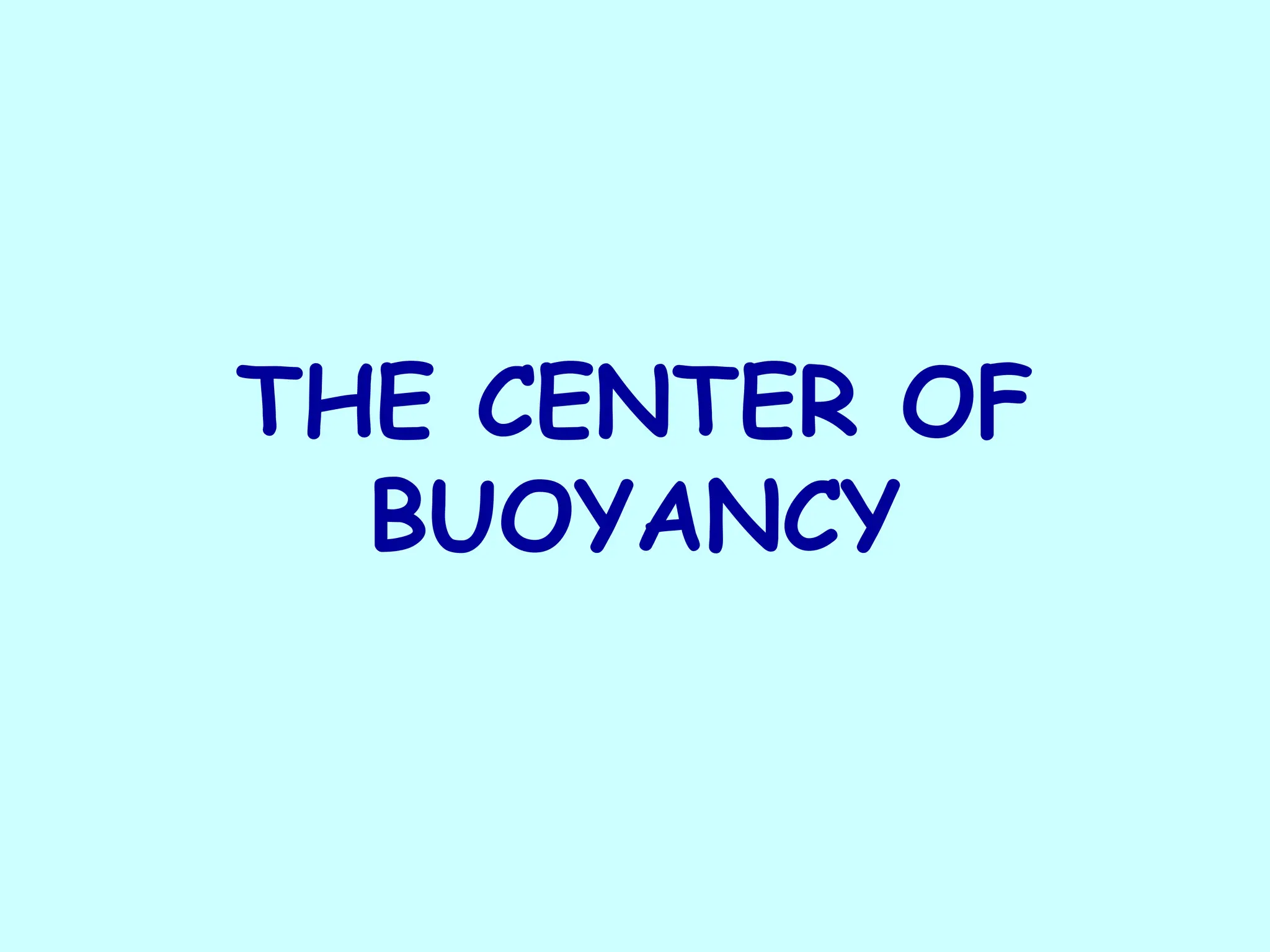 THE CENTER OF
BUOYANCY
 