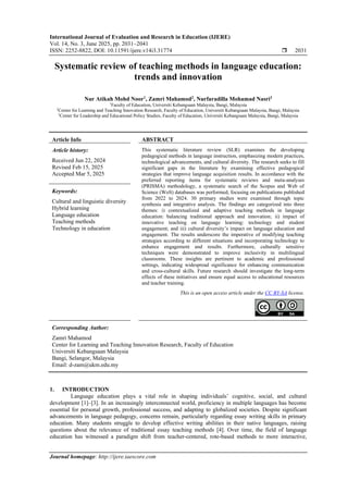 Systematic review of teaching methods in language education: trends and ...