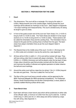 Goalball Regulation Goalball Regulation