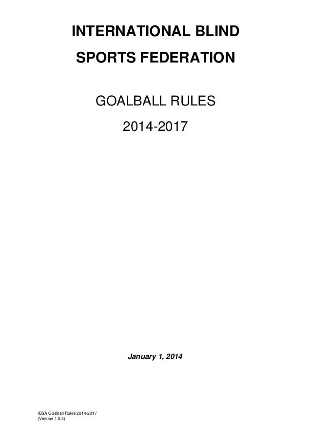 Goalball Regulation Goalball Regulation