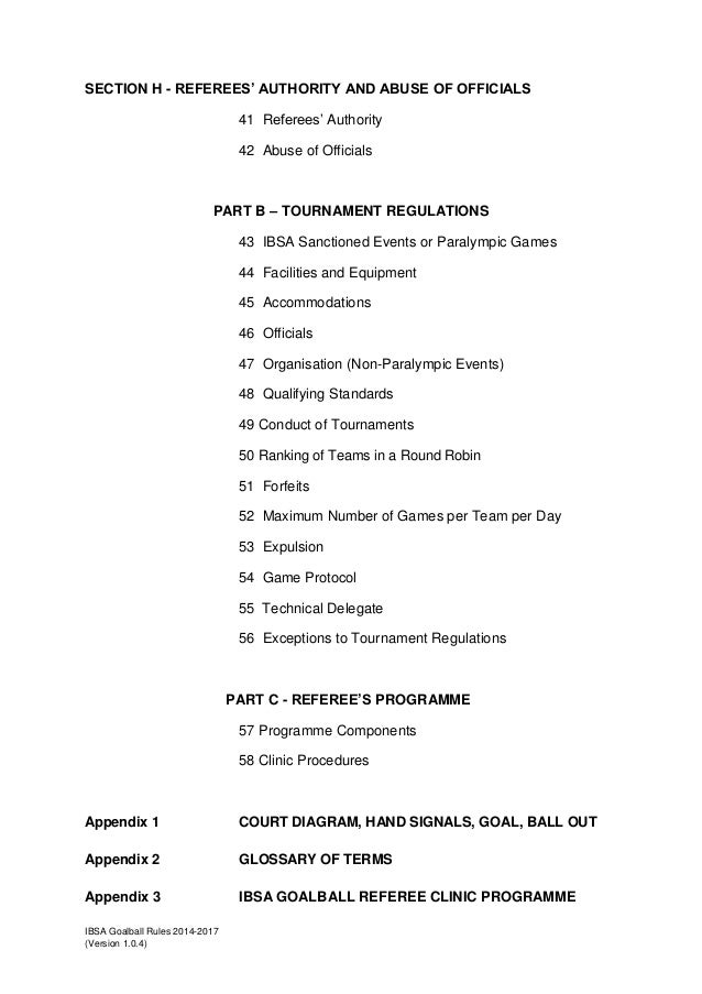 Goalball Regulation