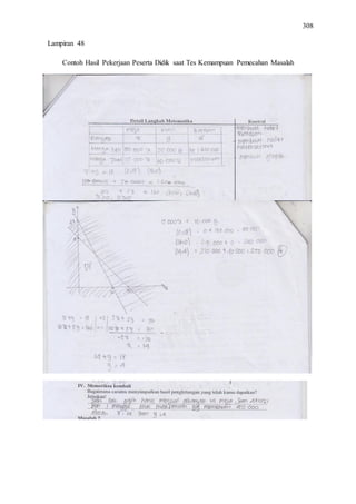 308
Contoh Hasil Pekerjaan Peserta Didik saat Tes Kemampuan Pemecahan Masalah
Lampiran 48
 