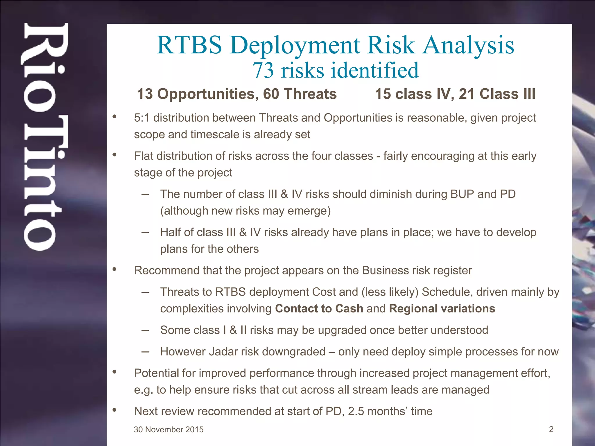 Risk Analysis Findings | PPTX