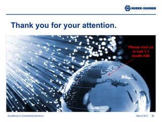Roger Krähenbühl / Low Bend Fiber19Fiber ReliabilityStress-behavior according to IEC 62048Failure Probability in 20 Years for Different Lengths1.E-08High yield10cm1.E-071.E-0610m1.E-051000mFailure Probability1.E-041.E-031.E-021.E-011.E+002468101214161820222426283032Bend Radius [mm]There is no physical reason for another lifetime behavior for the different types of fiber (stress distribution across fiber is the same).To reach similar reliability as for a LISA fiber management rack (r=30mm, >1000m bend fiber) only 5cm can be bend at r=10mm and only 1cm at r= 5mm.