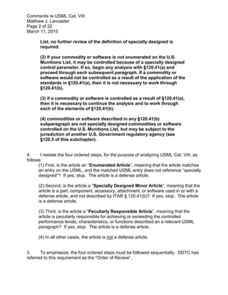 Usml Code Format Usml Cat Viii : State Transition Guidance for Revisions to Categories I ...
