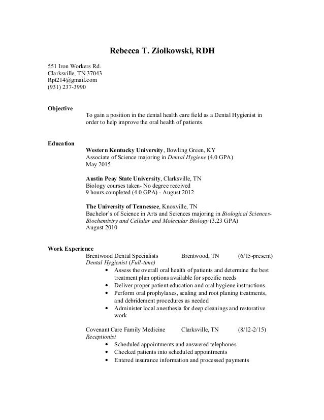 rebecca resume dental hygiene resume dental hygienist