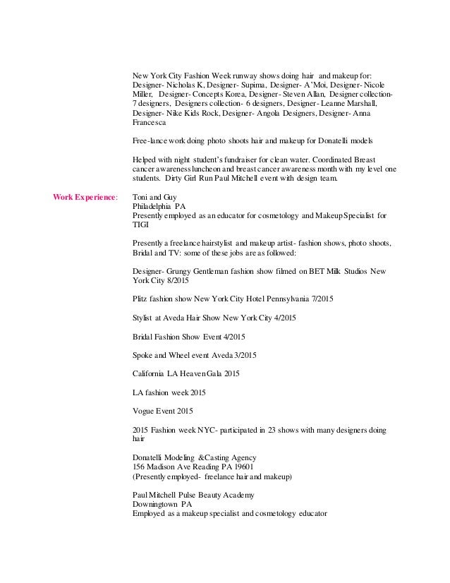 cosmetologist sample resumes